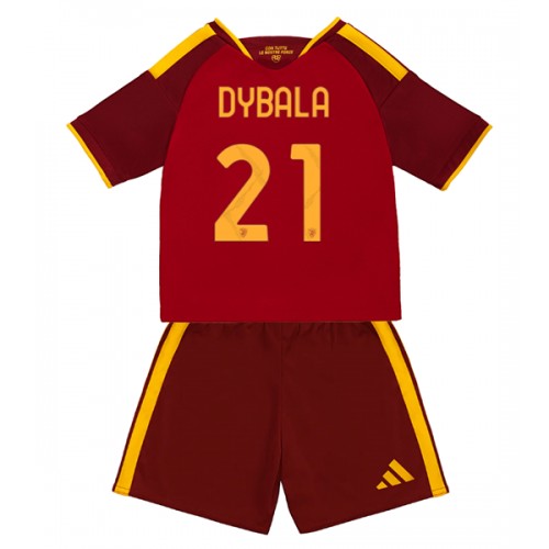 Stroje piłkarskie AS Roma Paulo Dybala #21 Koszulka Podstawowej dla dzieci 2026-27 Krótki Rękaw (+ szorty)
